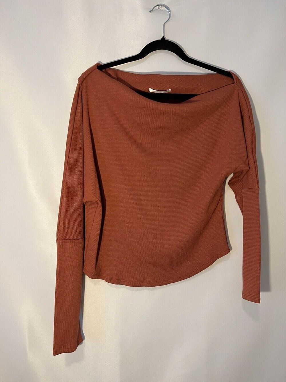 Cupshe Burnt Orange Boat Neck Thermal Size XL Long Sleeve Cotton Blend